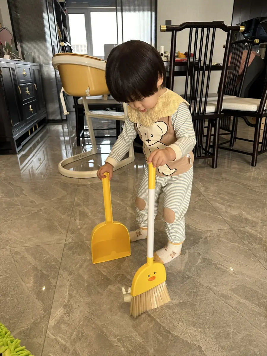 3-Piece Mop Set with Duck Broom and Dustpan for Kids