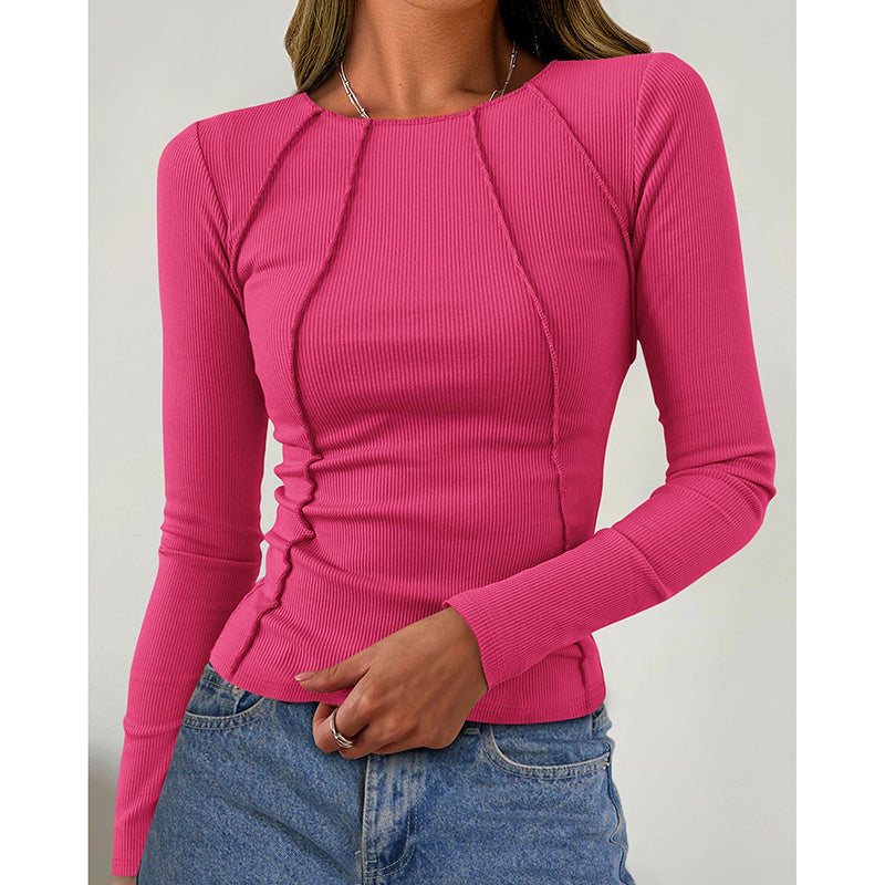 Women Long Sleeve T Shirts Crewneck Slim Fit Tops Going Out Fall Fashion Basic Tee