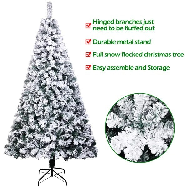 6FT PVC Flocking Christmas Tree 750 Branches Automatic TreeYS
