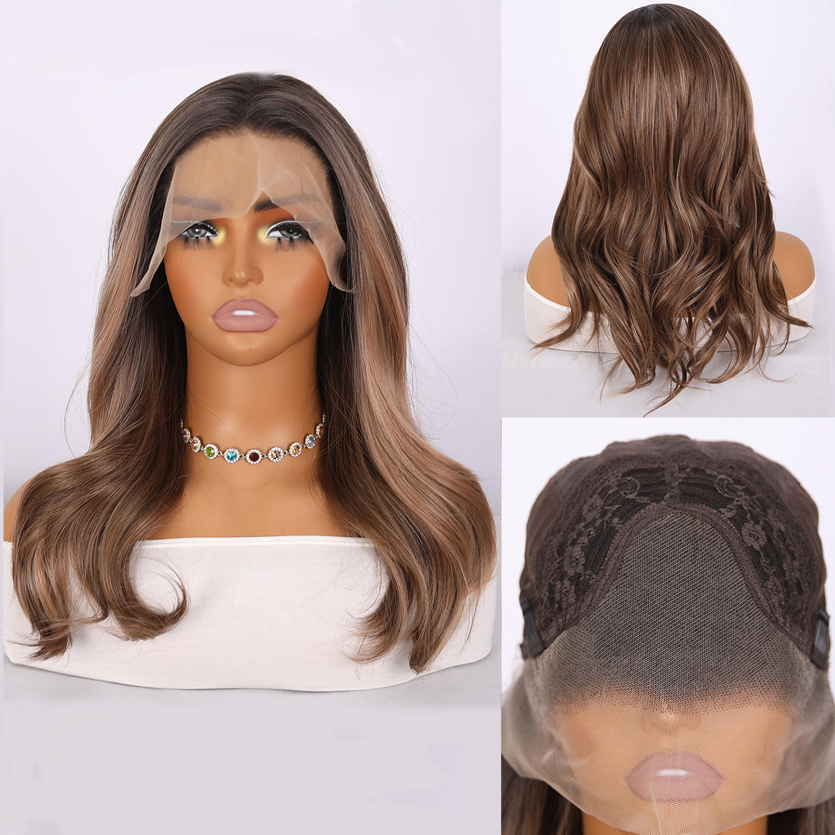 Brown Gradient Curly lace Front Wig 150 Density
