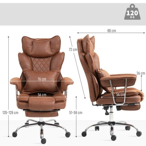 HOMCOM Leathaire Reclining Office Chair With Lumbar Support Pillow