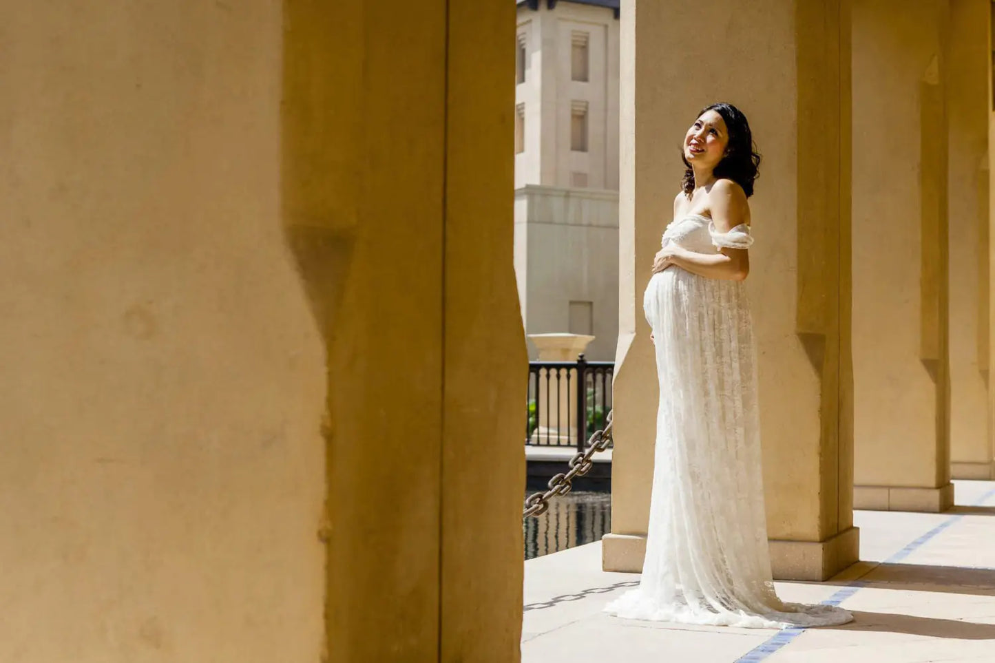 Lace Maternity Maxi Dress with Flutter Sleeves