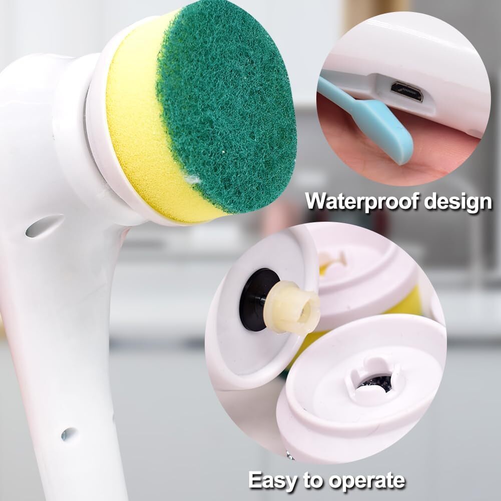 5 In 1 Handheld Electric Spin Scrubber Cleaning Brush Kitchen Rotating Cleaner