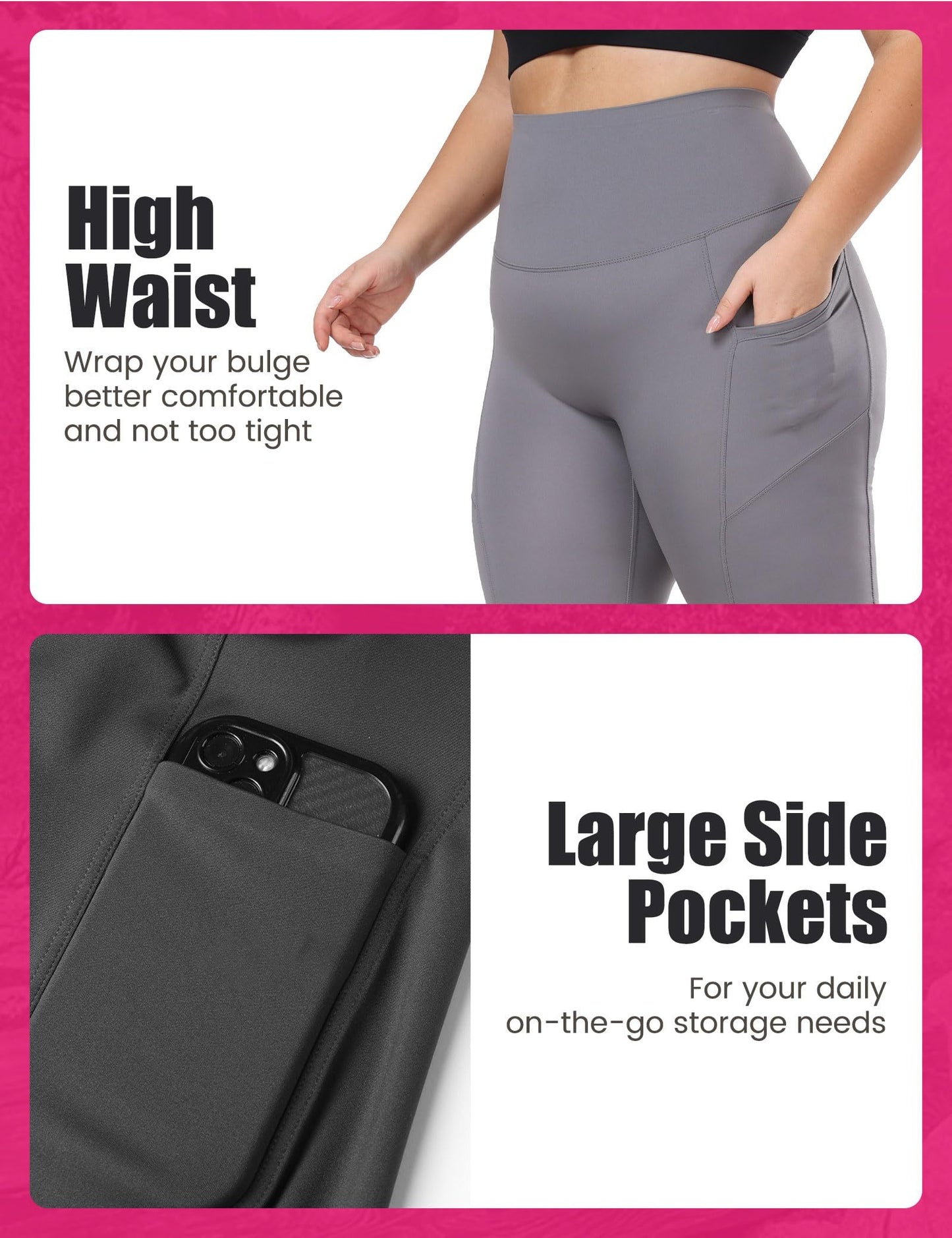 Yoga Pants - Cropped High-waisted Diagonal Pockets To Tuck In Solid Color