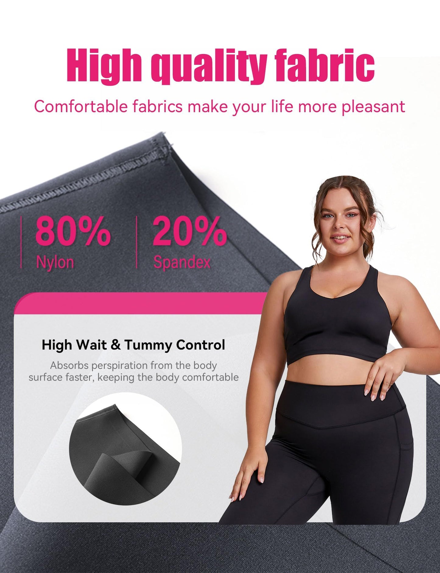 Yoga Pants - Cropped High-waisted Diagonal Pockets To Tuck In Solid Color