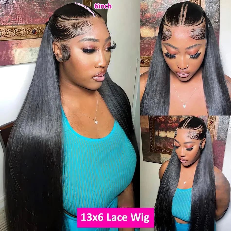 13x6 Human Hair Straight Lace Front Wigs 13x4 Natural Brazilian Transparent