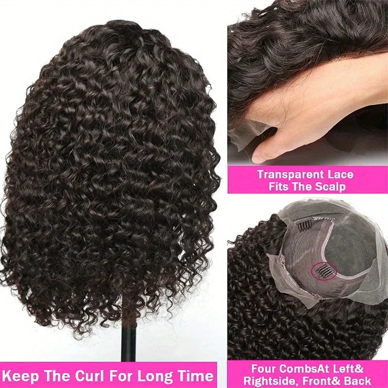 Short Bob Lace Front Curly Human Hair Wigs Deep Wave 13x4 Brazilian Lace Frontal Wigs 4x4 Lace Closure Wig Deep Curly Short Bob Wigs 200% Density