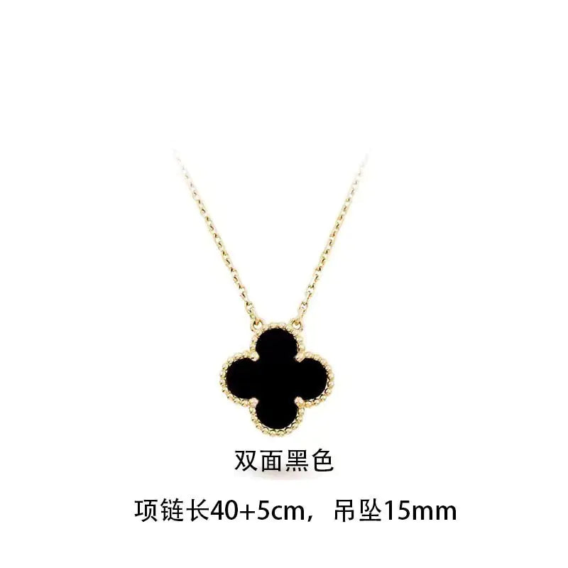 Fashionable Stainless Steel Double-Sided Clover Necklace