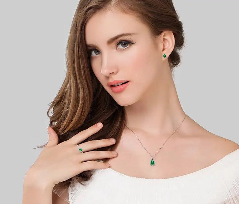 Green Agate Silver Pendant, Vintage 925 Necklace