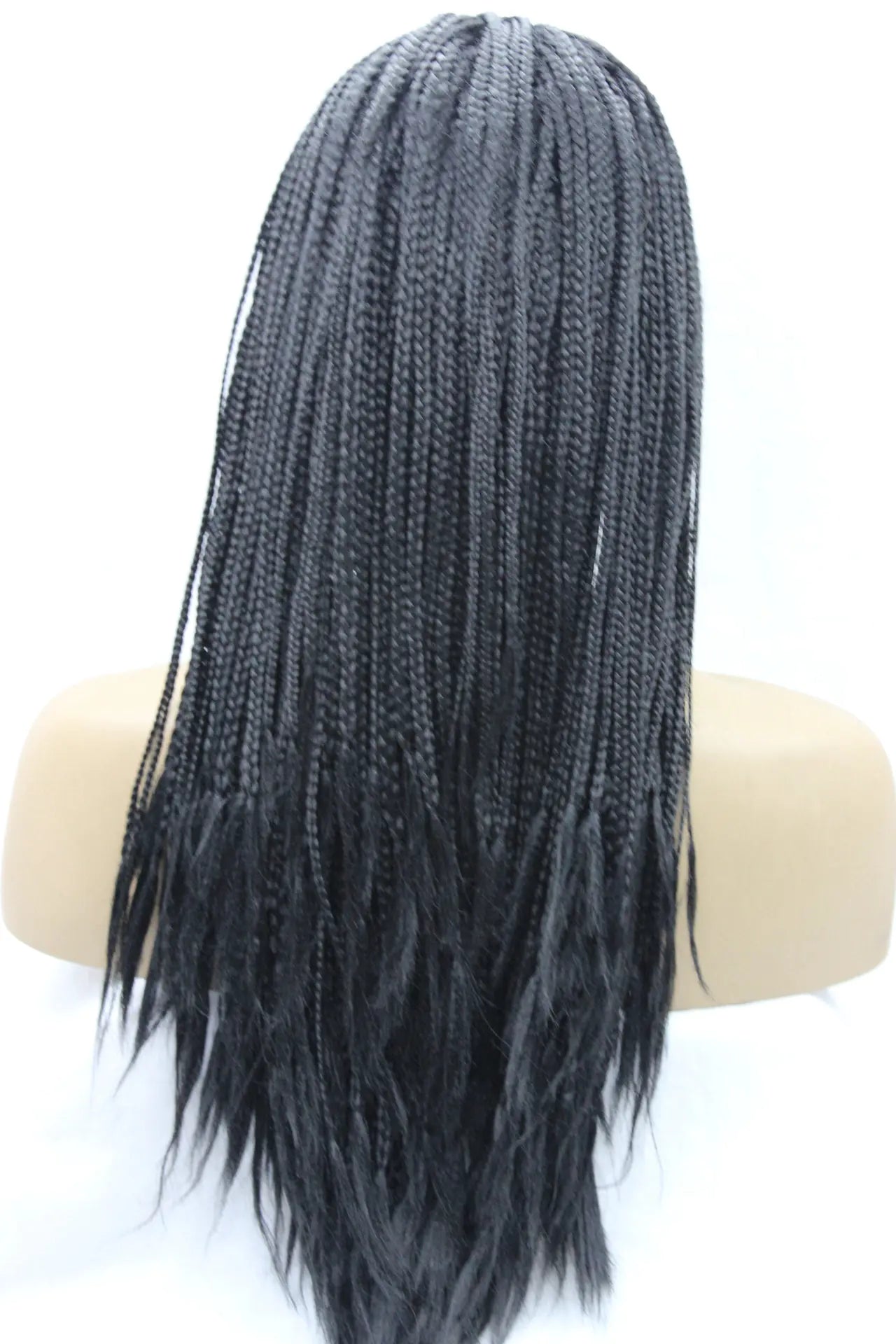 Black Braided Wig with Lace Front (Synthetic Hair)