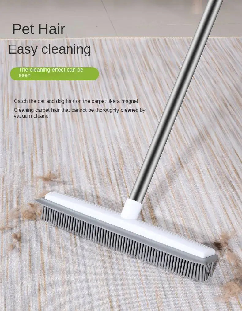 1pc Pet Hair Removal Rubber Broom with Squeegee Handle