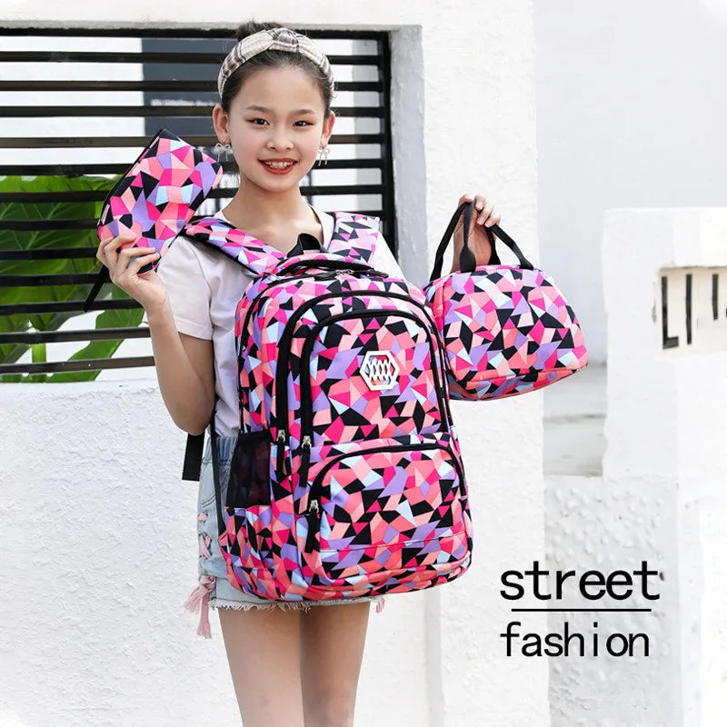 School Bags for Boys & Girl Teenagers Printing Backpack Set Rucksack Bagpack for Kids