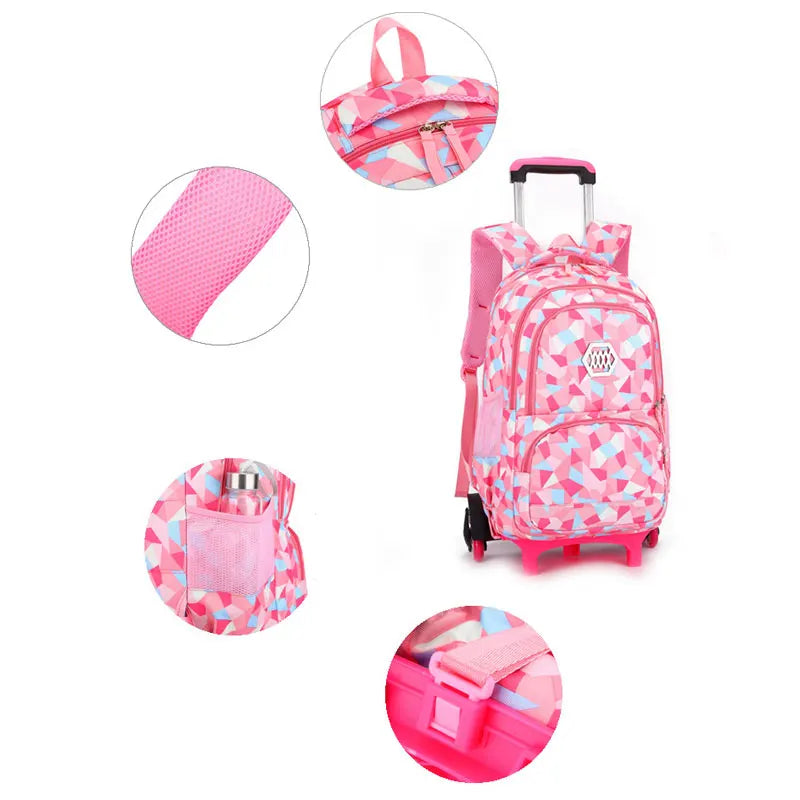 Children Backpack Girls Boys Schoolbags with Wheels School Bags for Boys