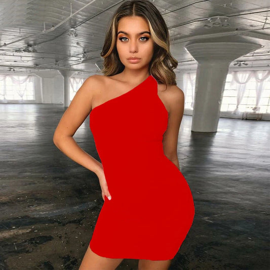 Women Dress Backless Bodycon One Shoulder Dresses Mini Sundress Elegant Dress