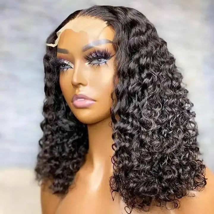 Short Bob Wigs HD Lace Front Curly Human Hair Wigs 13X4 Transparent Natural Kinky Curly Brazilian Frontal Wig