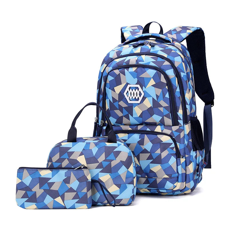 School Bags for Boys & Girl Teenagers Printing Backpack Set Rucksack Bagpack for Kids