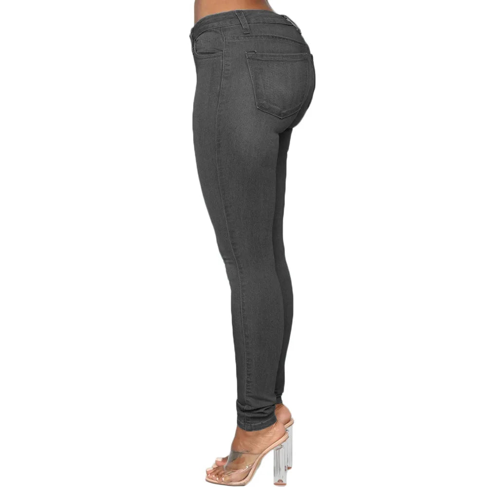 Guangzhou Auyan Hot Sale Highwaisted Ladies Tight Jeans Pencil Pants for Women Style