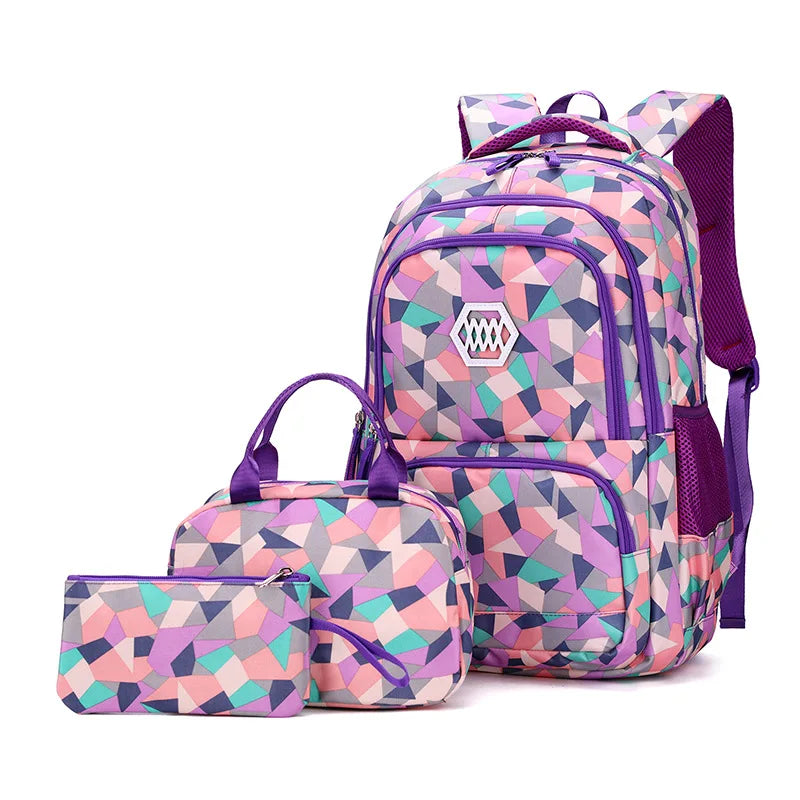 School Bags for Boys & Girl Teenagers Printing Backpack Set Rucksack Bagpack for Kids