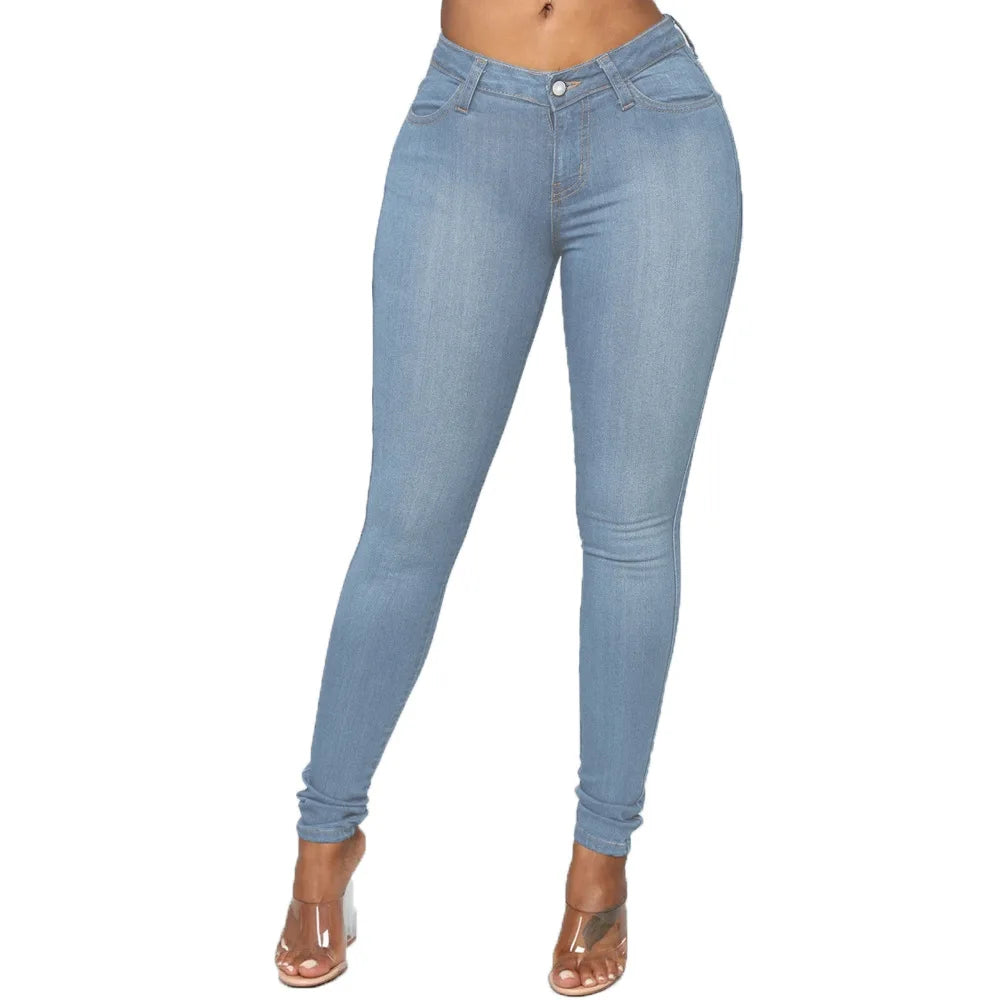 Guangzhou Auyan Hot Sale Highwaisted Ladies Tight Jeans Pencil Pants for Women Style