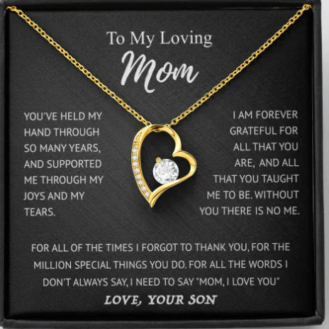Elegant Heart Pendant Necklace Gift Set for Mom (One)