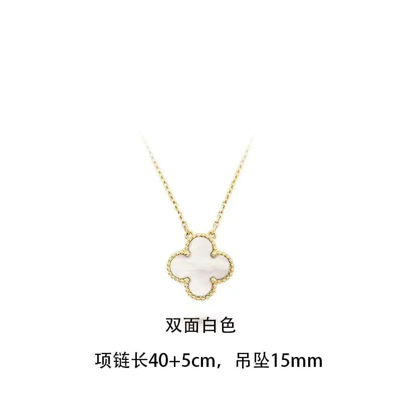 Fashionable Stainless Steel Double-Sided Clover Necklace