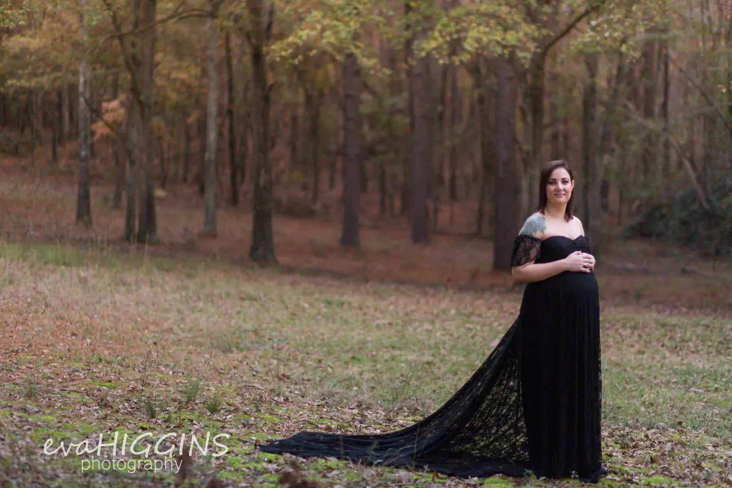 Lace Maternity Maxi Dress with Flutter Sleeves