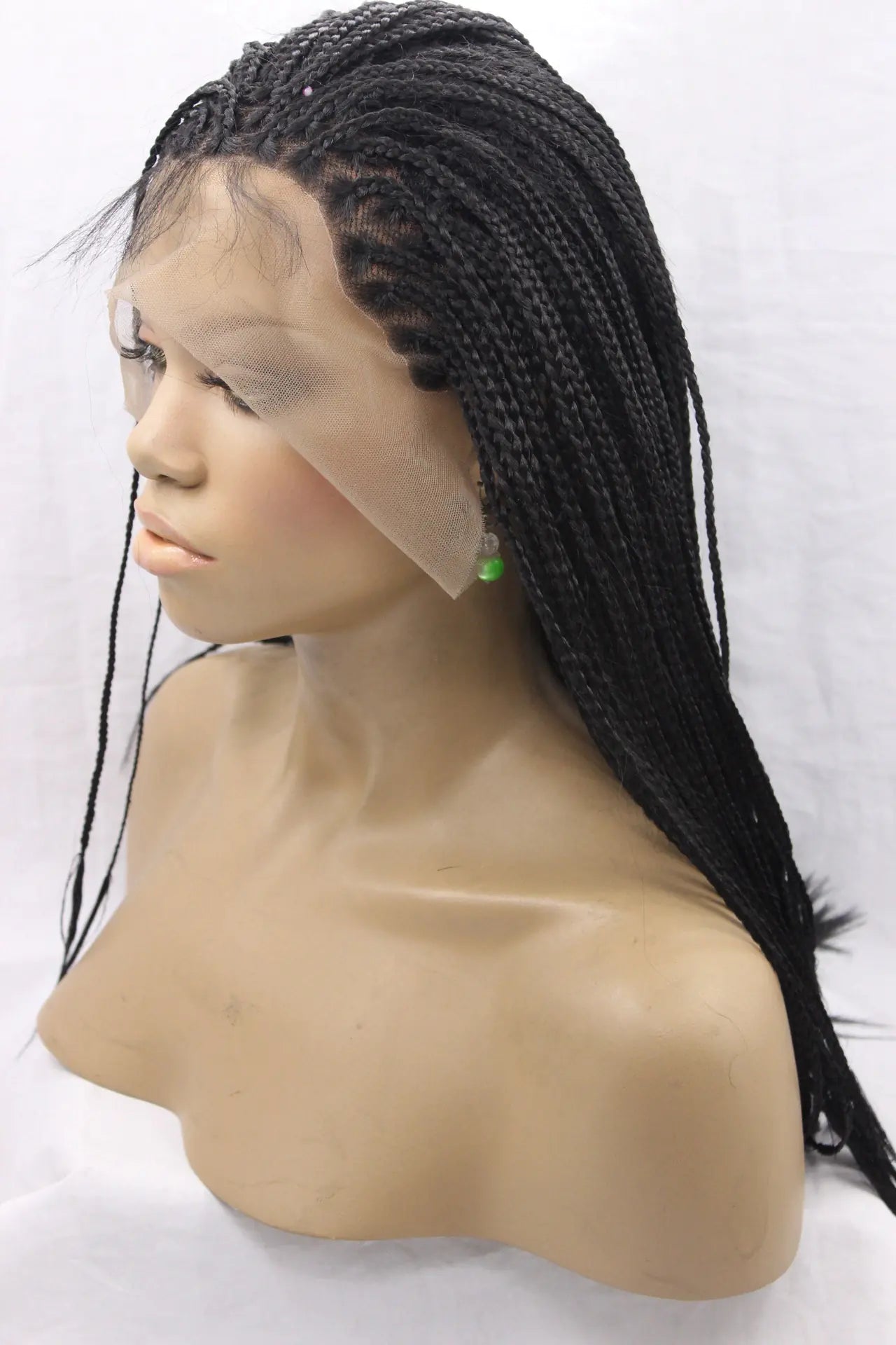 Black Braided Wig with Lace Front (Synthetic Hair)