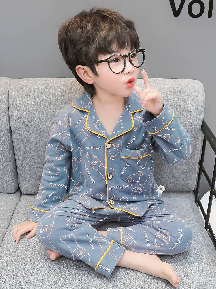 Long Sleeves Cotton Pajamas For Baby and Boys