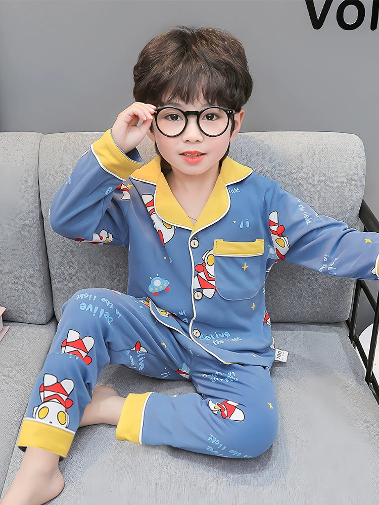 Long Sleeves Cotton Pajamas For Baby and Boys