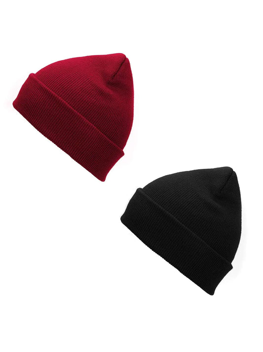Century Star Beanie For Men Women Black Beanie Hat Soft Winter Beanies Cuff Beanie Skull Caps Knit Hats 03 Black&Red One Size