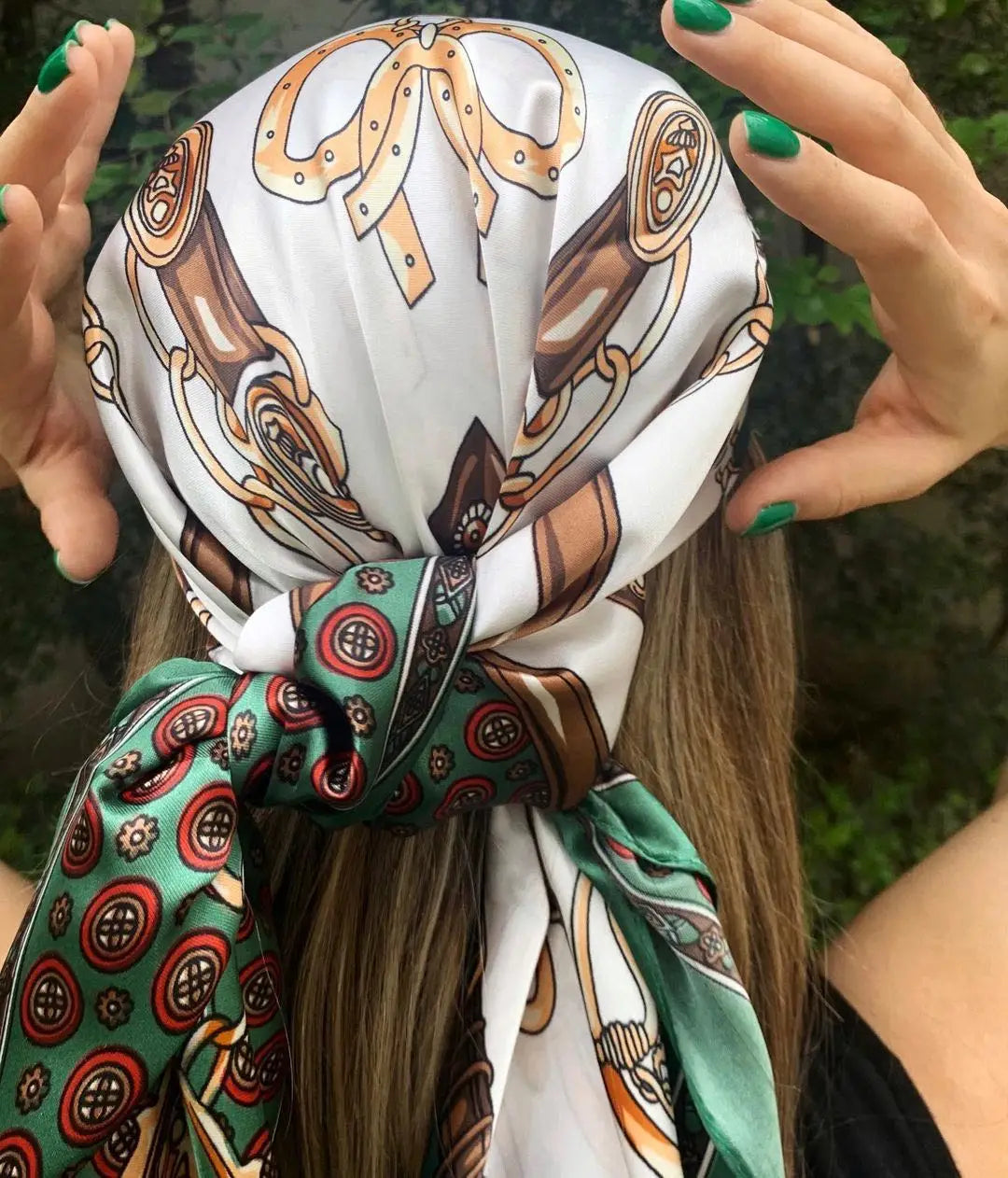 Large Hijab Scarves For Women Fashion Print Silk Satin Scarf 90cmx90cm Luxury Brand Square Shawls Head Scarfs For Ladies