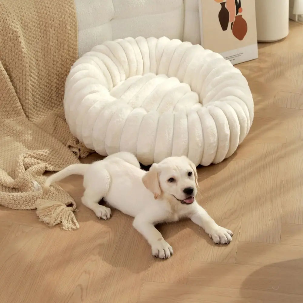 Pet Accessories Thickened Dog Warm Bed Soft Comfortable Donut Dog Bed Plush Dog Nests Round Pet Sleeping Bed Indoor