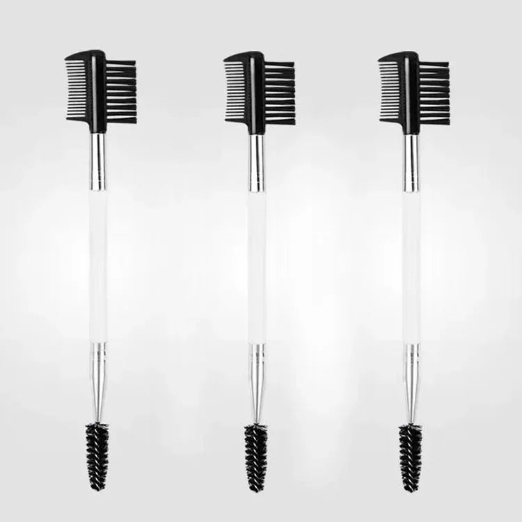 Double Ended Wood Handle Eyebrow Brush Eyelash Brush 2 In 1 Professional Makeup Brush Eyelash Spiral Diagonal Corner Brush