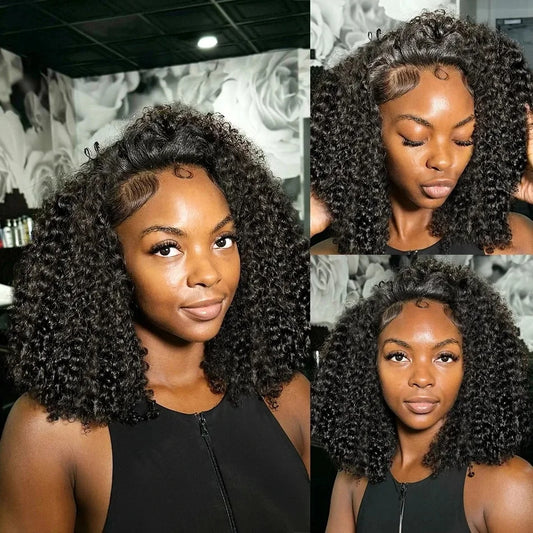 Short Bob Deep Wave Curly 13x4 HD Lace Frontal Wigs Preplucked Glueless 4x4 Lace Front Wig 100% Human Hair For Black Women 230% Density