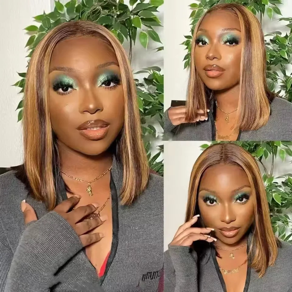 Hair Straight BobTransparent 100% Human Hair Wigs 13x4 Lace Frontal Wig Ready Wear Bob Wigs Brazilian Hair Brown Blonde For Black Women 220Density