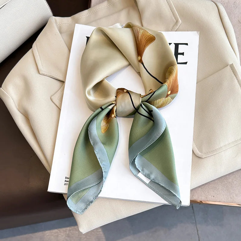 New Fashion 70X70cmPrinted Women's Scarf Pashmina Silk Scarf Square Shawl Decorative Headband Neck Luxury Design Bandana
