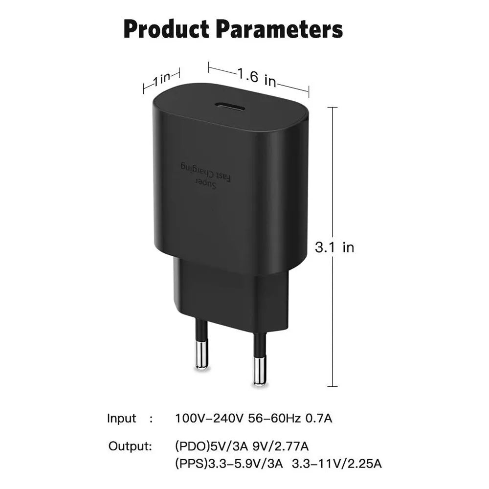 25W PD USB-C Chargerr adapter for Samsung note 10 note 20 S21 Type C power adapte For Samsung Charger