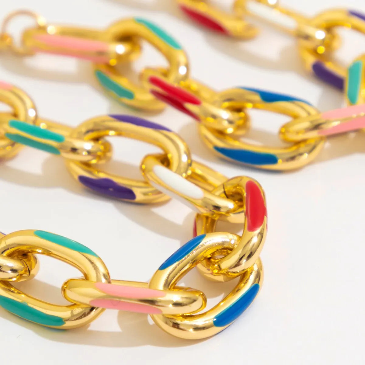 Bohemian Colorful Necklaces Bracelet Set punk Gold chain Choker Necklace Jewelry for Women