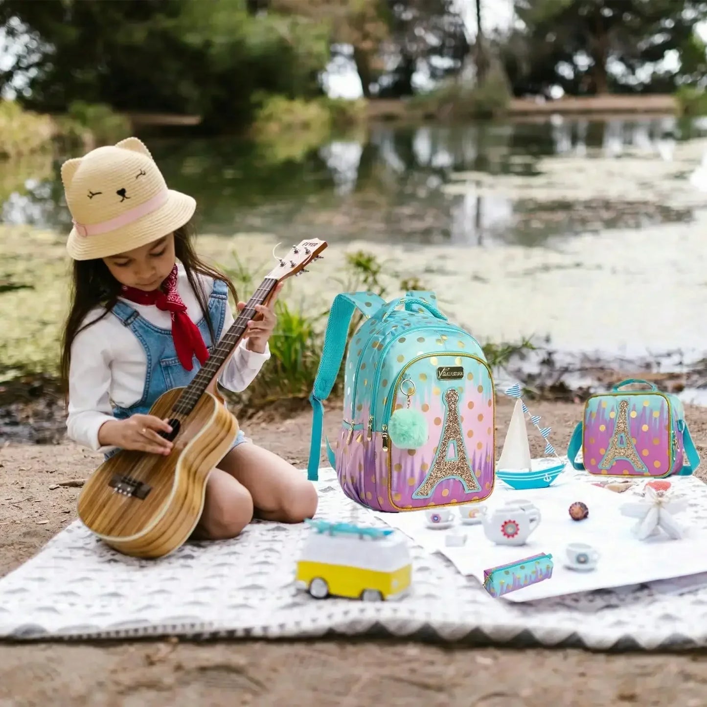 Children School Bags Kids Backpack Set in Primary Schoolbag for Teenager Girls Sequin Tower School Bags Waterproof Book Bags