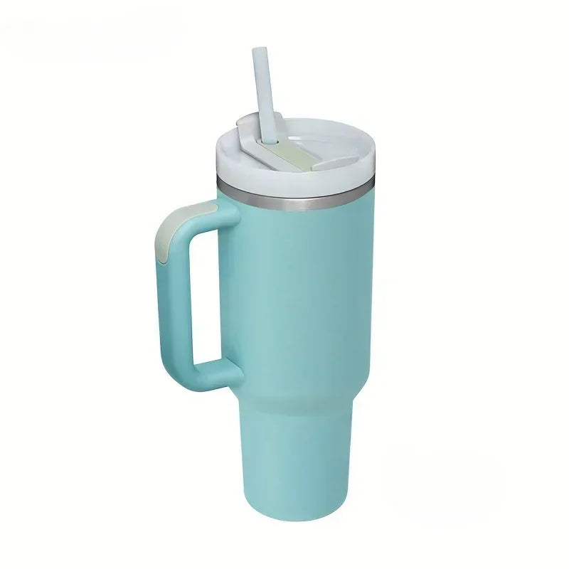 40oz 1200ML umbler with Handle Straw Double Wall Thermal Travel Cup