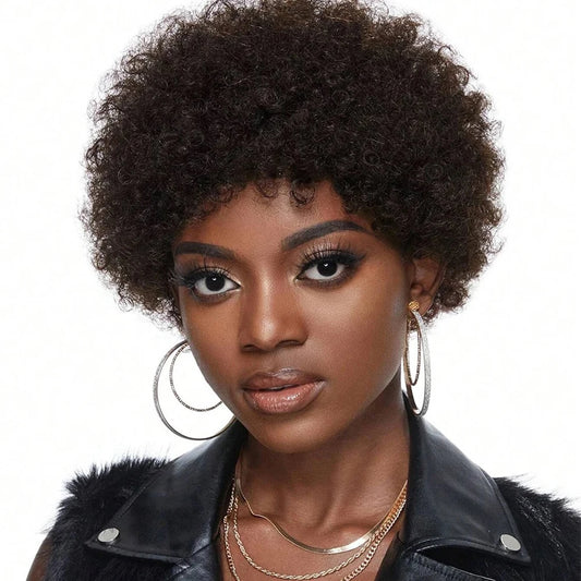 Afro Kinky Curly Black Natural Human Hair Wig