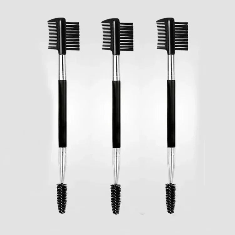 Double Ended Wood Handle Eyebrow Brush Eyelash Brush 2 In 1 Professional Makeup Brush Eyelash Spiral Diagonal Corner Brush