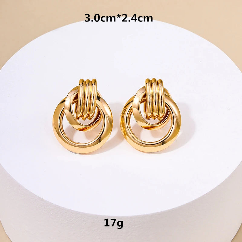 Earrings circle geometric twisted multi-layer twisted metal fashionable all-match ladies simple earrings banquet gift