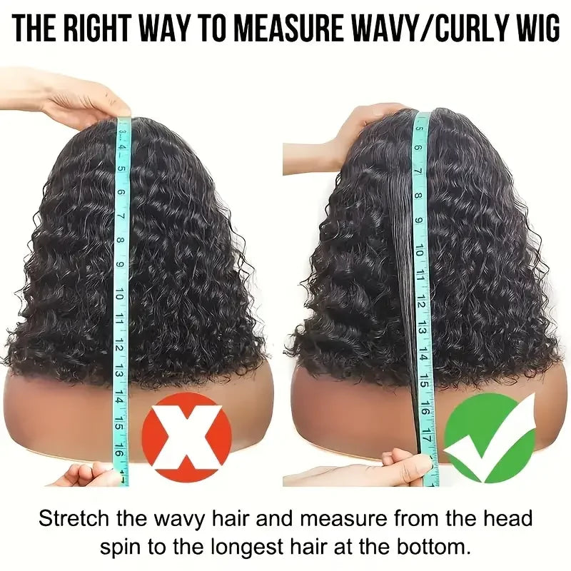 Short Bob Glueless Wigs Deep Wave Glueless Human Hair Ready To Wear 180% Pre Cut Lace 4x4 13x4 Culry Lace Front Human Hair Black