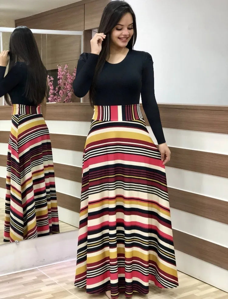 flower color matching dresses, long dresses, for women's
