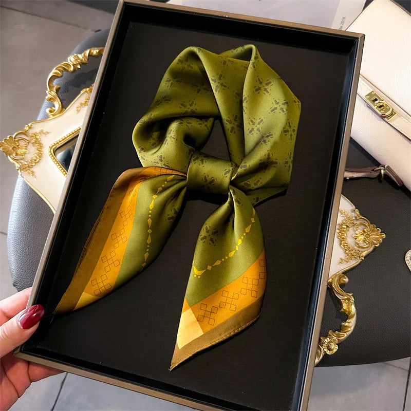 New Fashion 70X70cmPrinted Women's Scarf Pashmina Silk Scarf Square Shawl Decorative Headband Neck Luxury Design Bandana