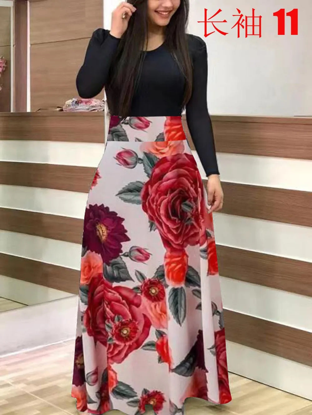 flower color matching dresses, long dresses, for women's