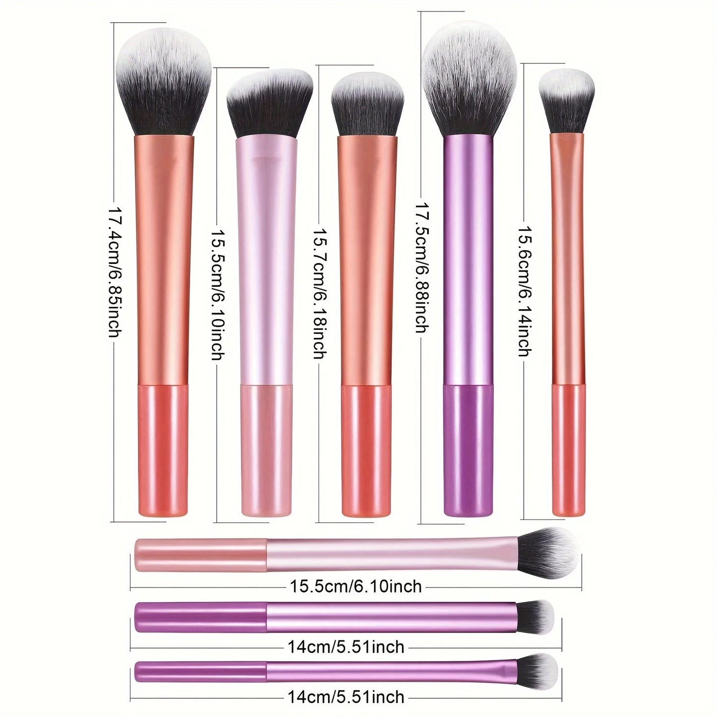 High-quality 8pcs/set Black Glossy Professional Makeup Brush Tool Kit Including Powder, Blush, Contouring, Eyeshadow, Highlighte