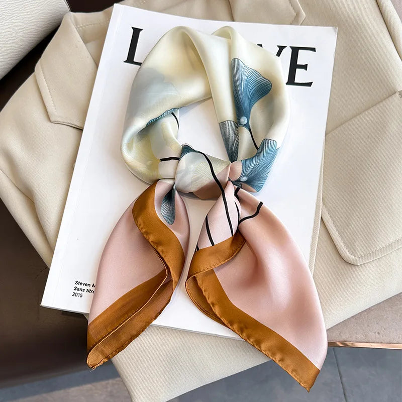 New Fashion 70X70cmPrinted Women's Scarf Pashmina Silk Scarf Square Shawl Decorative Headband Neck Luxury Design Bandana