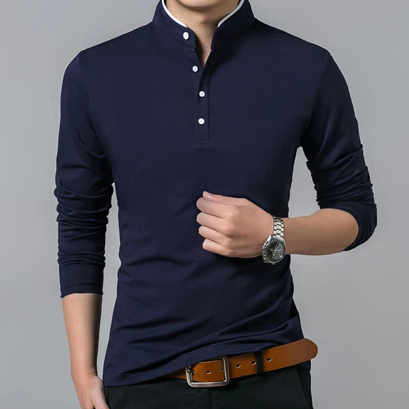 Men Long Sleeve Polo T-shirt Comfortable Top